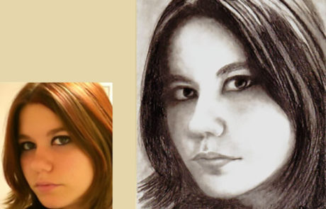 Graphite drawing of a girl, from a photograph.